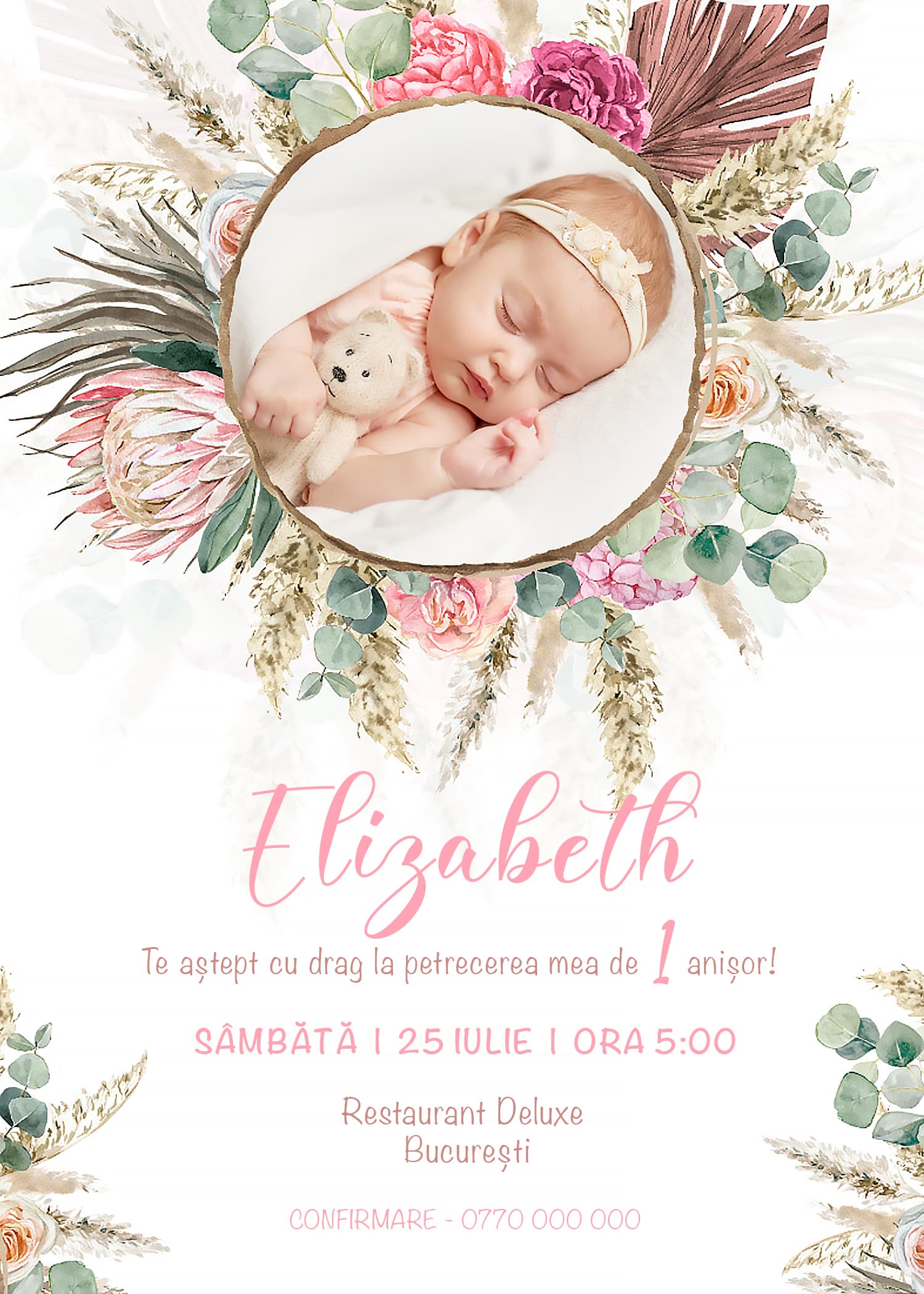 Invitație digitală aniversare, modelul Dreamy