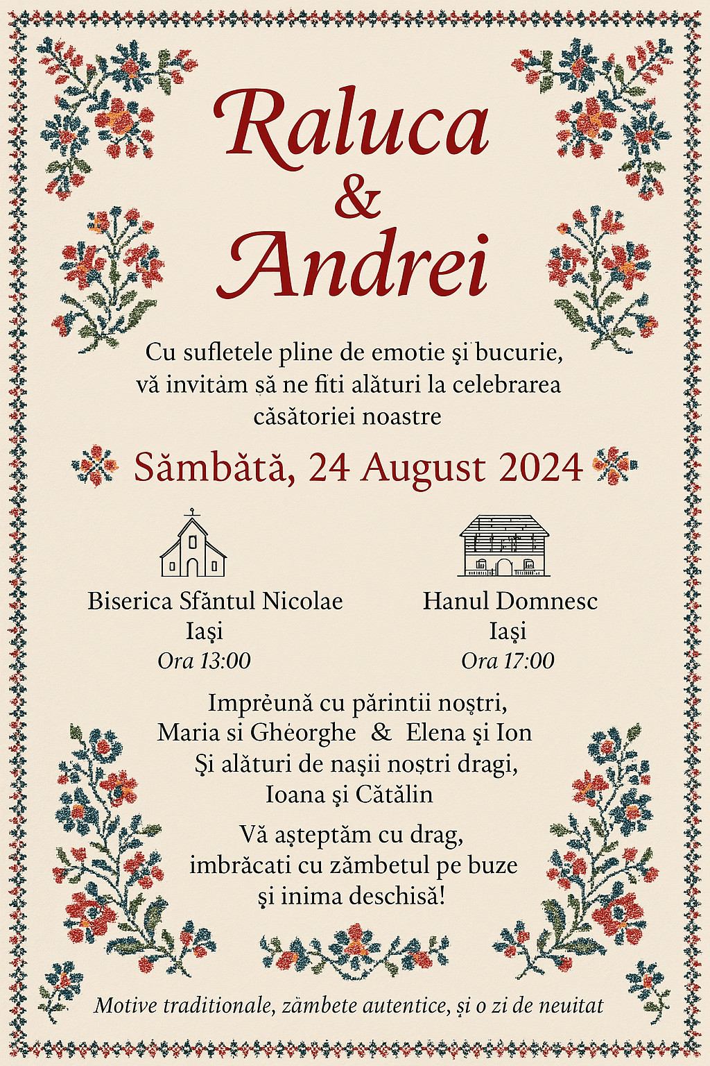 Invitație digitală nuntă, modelul Traditional
